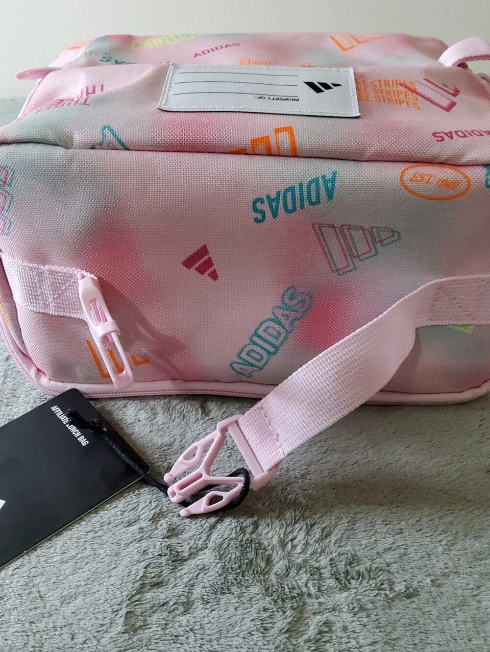 * Adidas Girl's Affiliate Logo School Collegiate Office Lunch Bag Pink/White